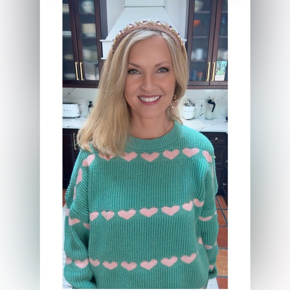 NWT Green Heart Print Sweater-S - Picture 5 of 15